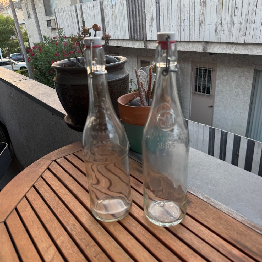 Geyer Freres Artisan Limonadier Glass Bottles Set Of 2 With Swing Top